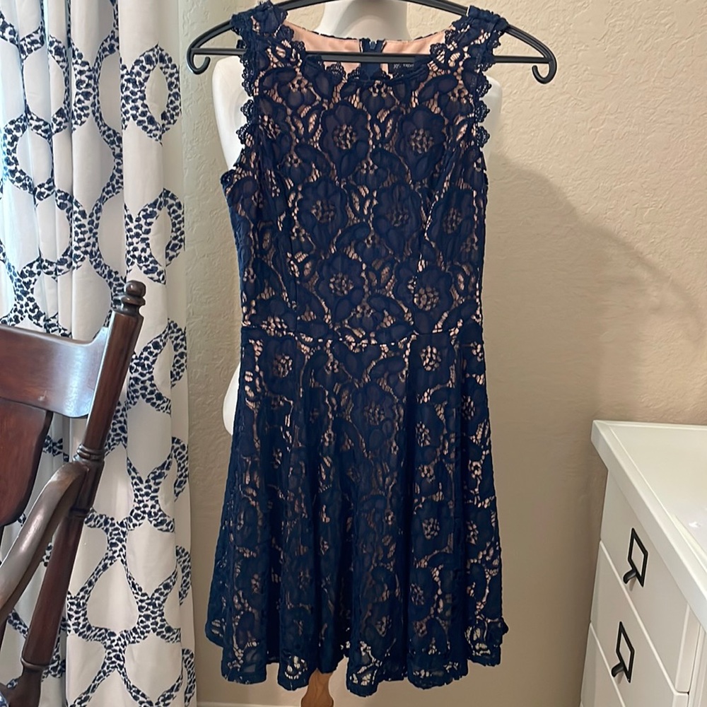Jodi Christopher navy lace dress Sz 3